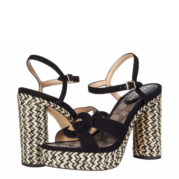 COACH TALINA SANDAL BLACK SUEDE 10 B (M) - Picture 1 of 2